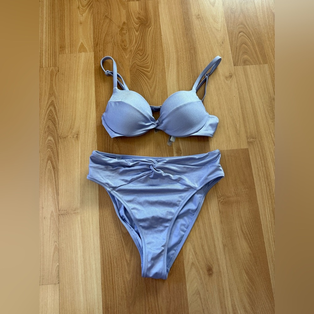 Victorias Secret Essentials Shine Twist Push-up Bikini Set Lavender small 32B